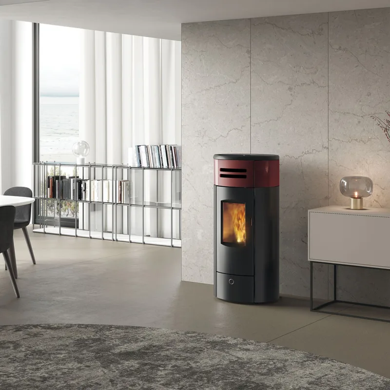 EK63 Yung 130++ Evo Poêle à granulés céramique bordeaux
