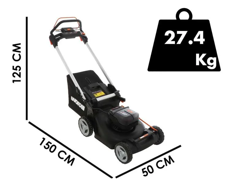 Tondeuse tractée à batterie worx nitro WG749E - 40V / 4Ah - coupe de 46 cm