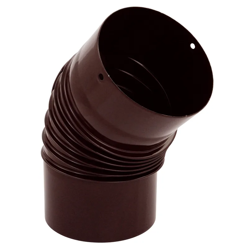 Coude de conduit de fumée / Coude de tuyau de poêle émaillé 150 mm - Coude de 45° nervuré marron avec ouverture de nettoyage
