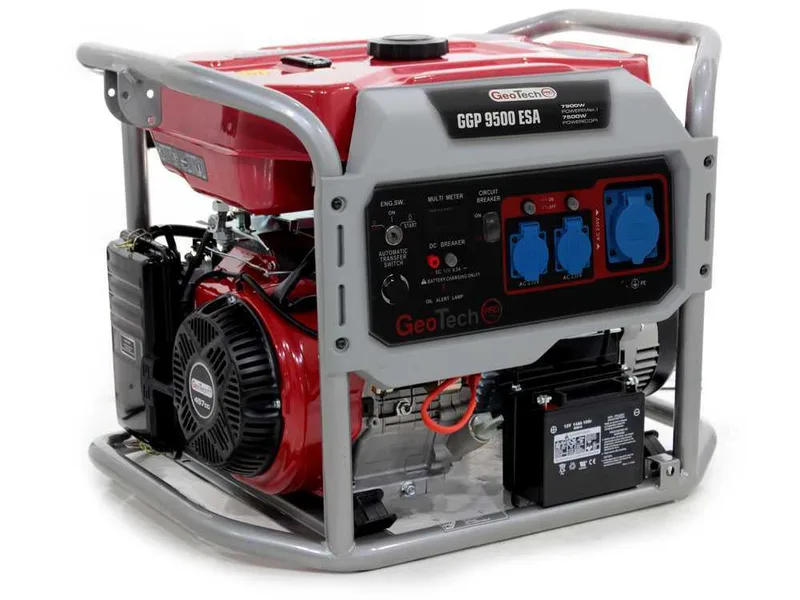 GeoTech Pro GGP 9500 ESA - Groupe électrogène sur chariot avec AVR dém. électrique 7.9 kW - Continue 7.5 kW Monophasé + ATS