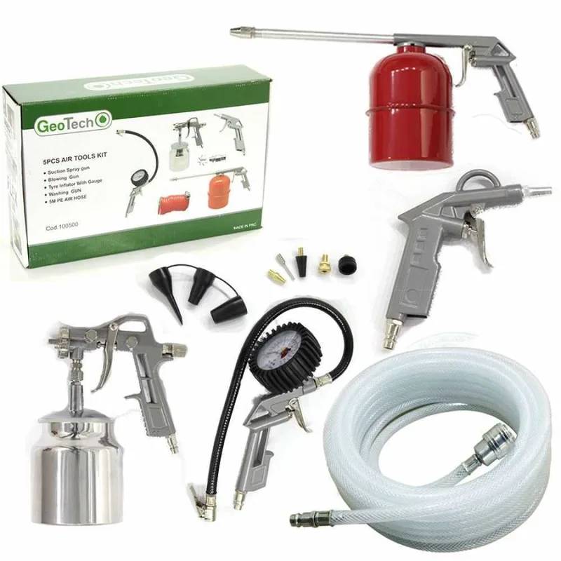 Kit accessoires pneumatiques 11 pièces pour compresseur - avec tuyau professionnel armé - GeoTech
