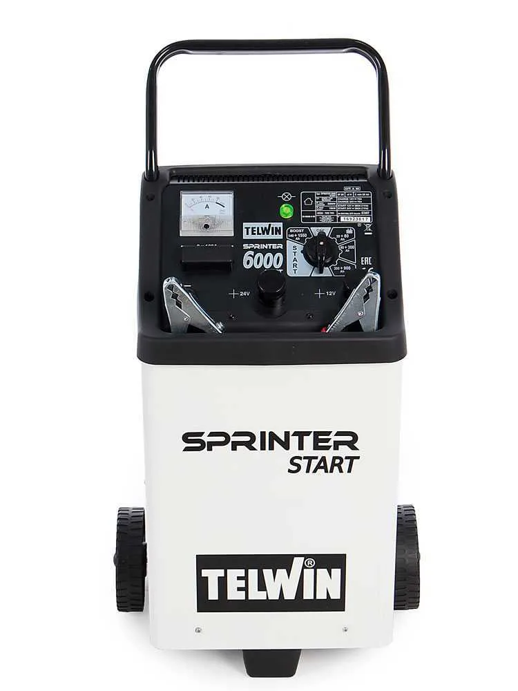 Telwin Sprinter 6000 Start - Chargeur de voiture et démarreur - batteries 12/24V, 20 à 1550Ah