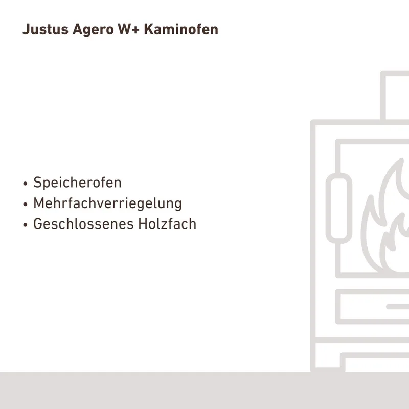 Justus Agero W+ Poêle à bois Acier Noir