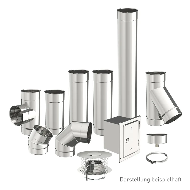 Lewo conduit de rénovation, conduit de cheminée en acier inoxydable simple paroi de 150 mm en kit - différentes longueurs de conduit EW 6 m
