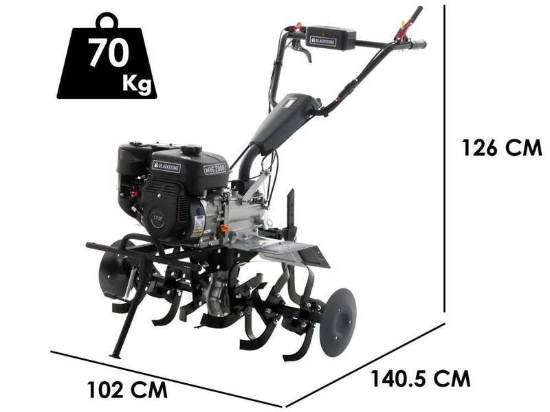 BlackStone MHG 2000 - Motobineuse thermique à essence de 212 cm3 - 7 CV