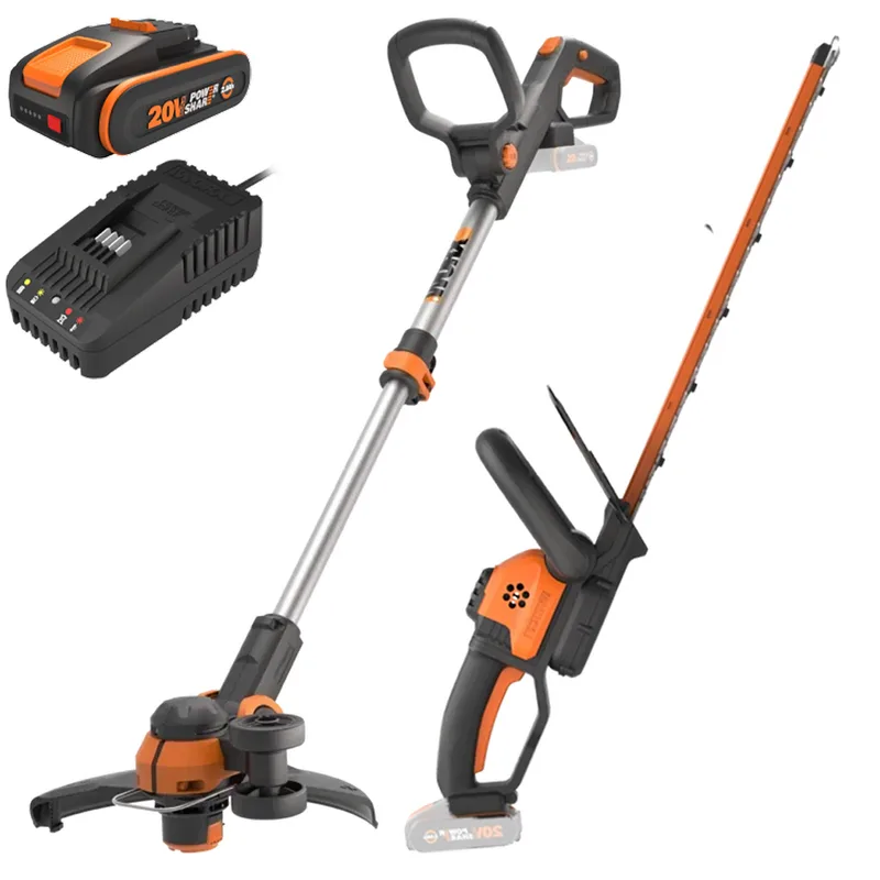 Worx WG918E - Kit Taille-haie + Coupe-bordure à batterie - 20/2Ah