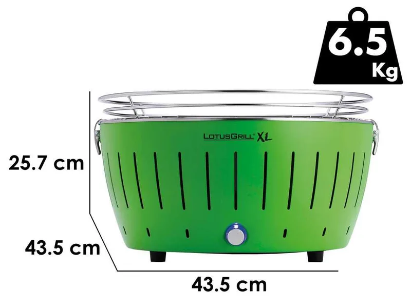 LotusGrill LG G435 U GR - Barbecue portable pour l'extérieur XL - Coque verte