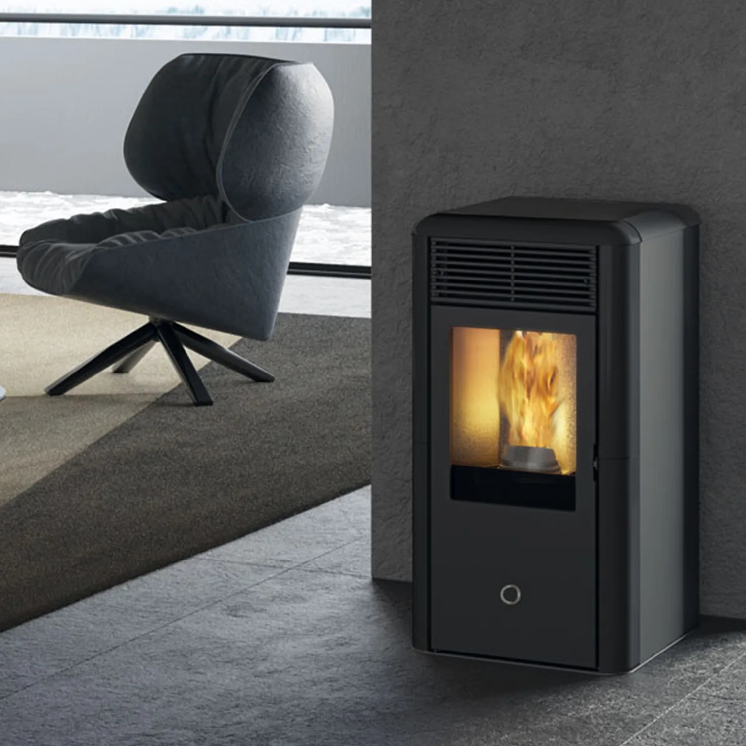 EK63 Spot 100 H Evo Poêle à granulés hydro céramique gris