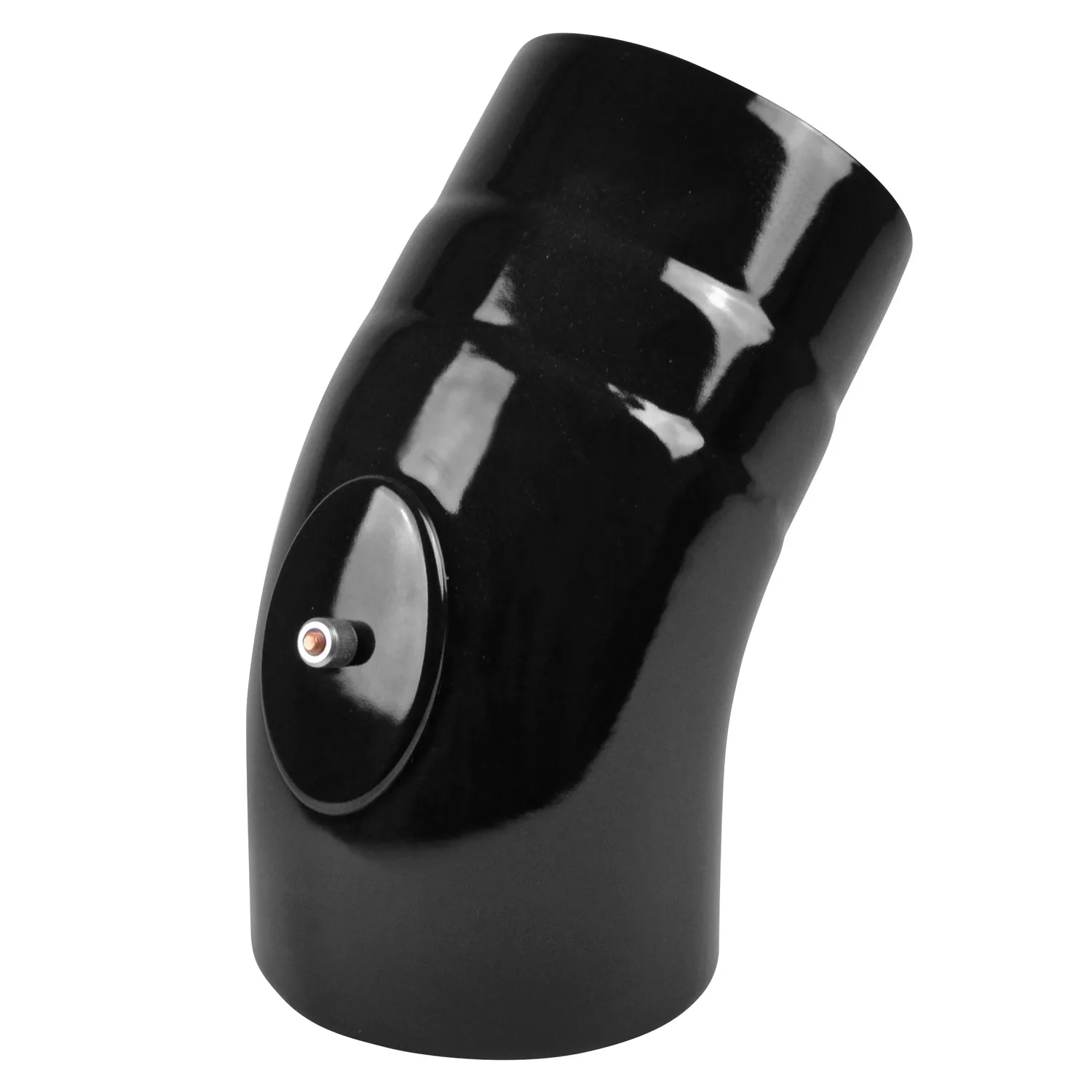 Coude de conduit de fumée / Coude de tuyau de poêle émaillé 120 mm - Coude de 45° lisse noir avec ouverture de nettoyage.