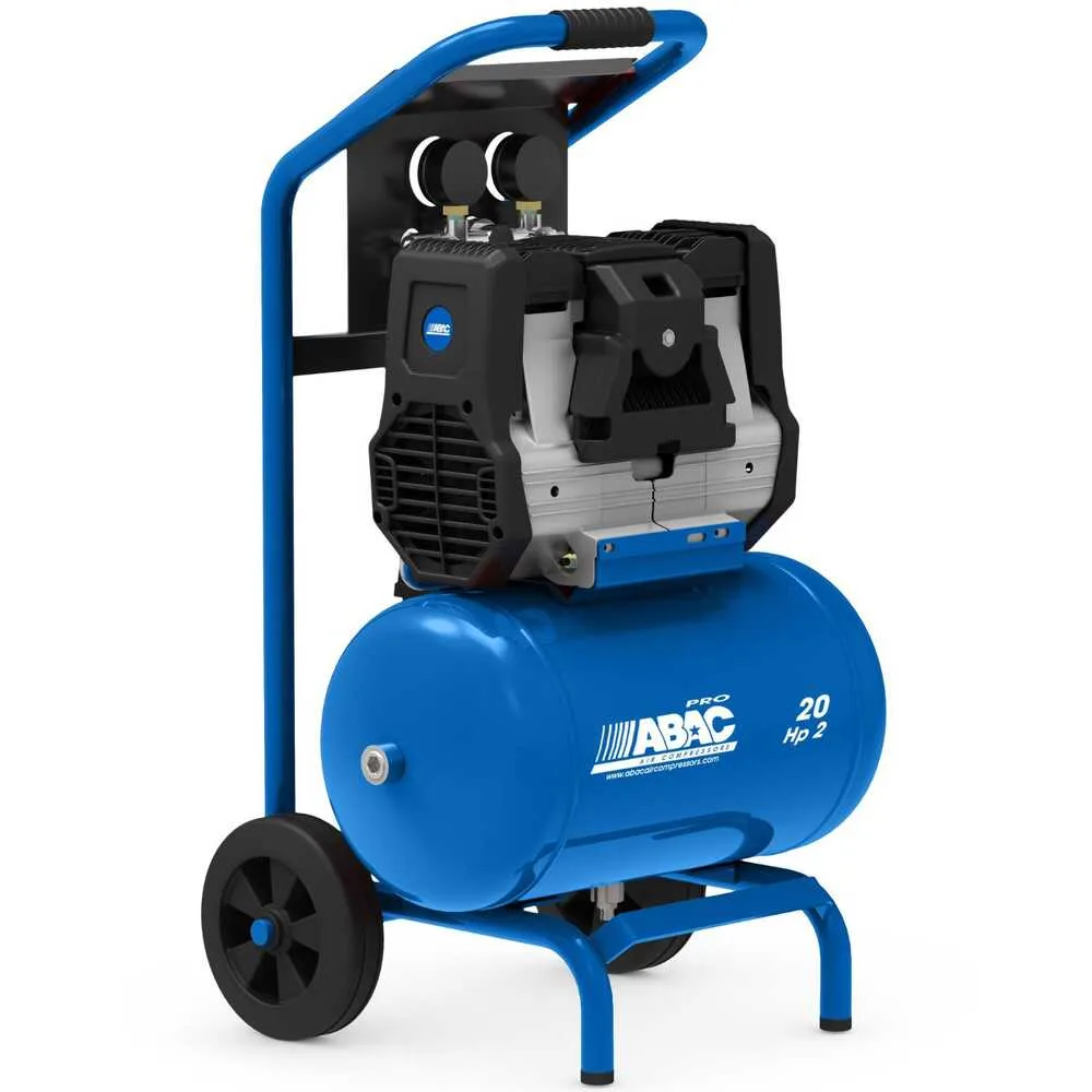 Abac hockenheim OS20P - Compresseur d'air électrique monophasé silencieux, sans huile - Moteur 2 CV - 20 L
