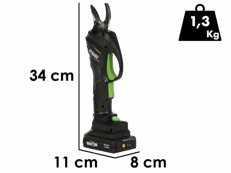 Ribimex PRBAT20/SEC - Sécateur de taille électrique sur perche 147-203 cm - 20V/2Ah - Diamètre de coupe 25 mm