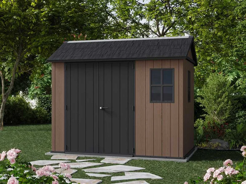 Keter Newton plus 759/975 - Abri de jardin - Avec porte à double battant et fenêtres - 230 x 287 x 246 cm