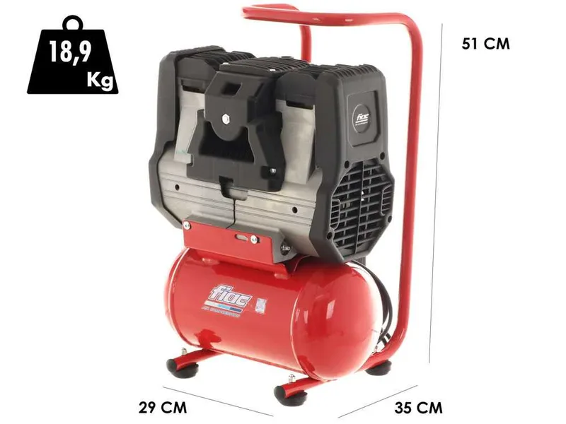 Fiac Silent XS88 - Compresseur d'air électrique monophasé silencieux, oil-less - Moteur 0.75 CV - 6 lt