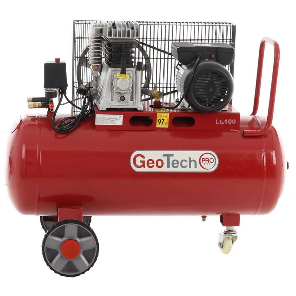 GeoTech Pro BACP100-8-2 - Compresseur d'air électrique à courroie - Moteur 2 CV - 100 L - 8 bars