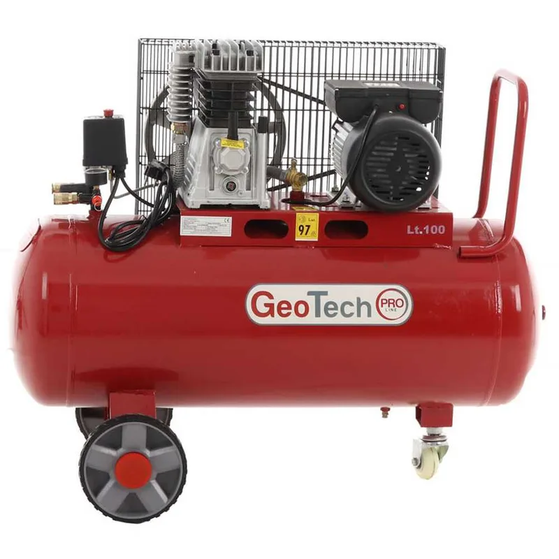 GeoTech Pro BACP100-8-2 - Compresseur d'air électrique à courroie - Moteur 2 CV - 100 L - 8 bars