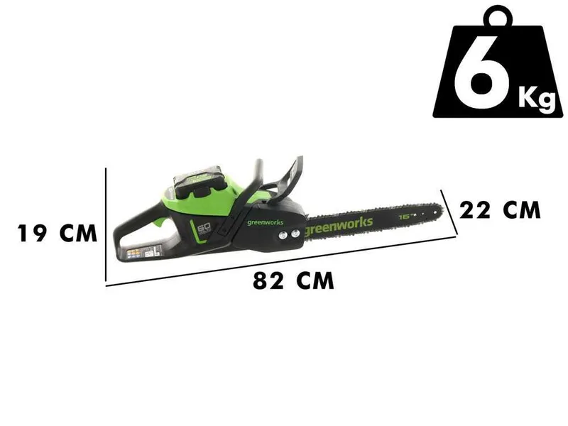 GreenWorks GD60CS40 - Tronçonneuse à batterie 60 V 2 Ah - Guide de 41 cm