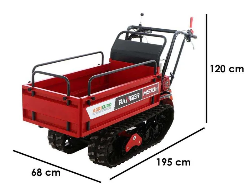 Brouette motorisée à chenilles extensible Ranger M570 H-E - Moteur Honda GX200 - Démarrage électrique