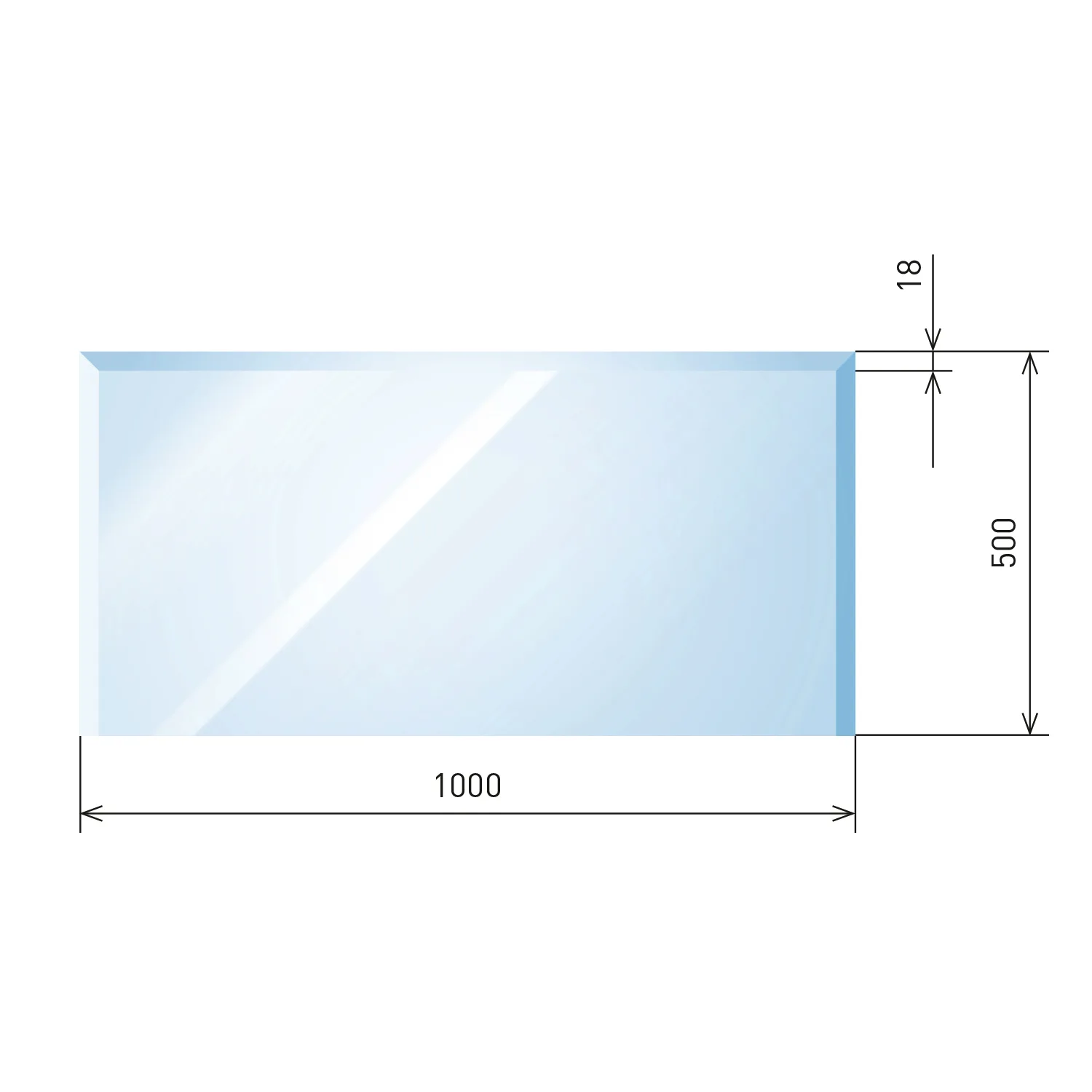 Plaque de verre rectangulaire Raik Kamin 2 avec facette incluse
