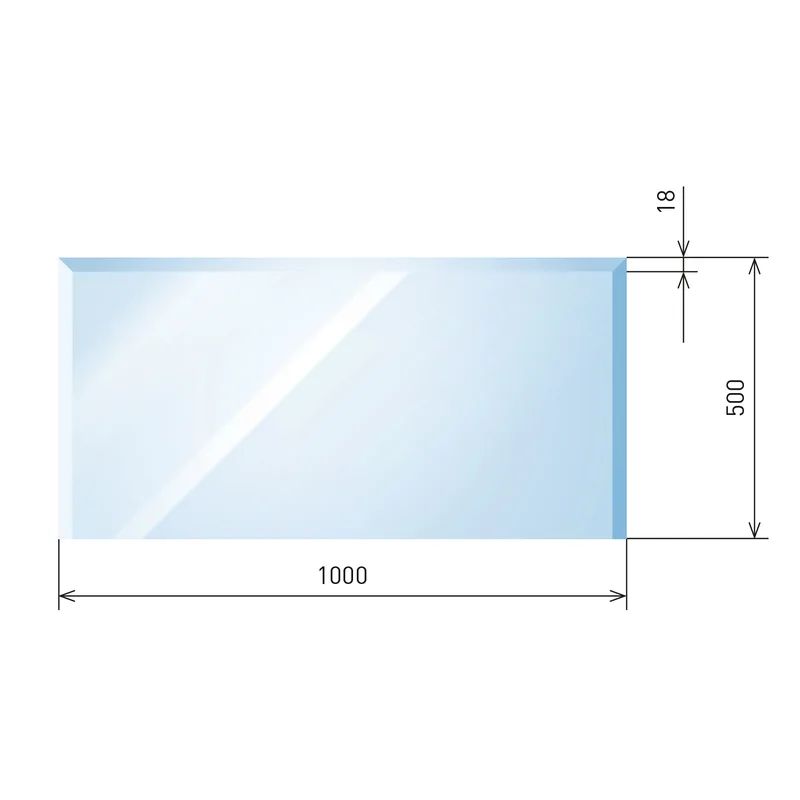 Plaque de verre rectangulaire Raik Kamin 2 avec facette incluse