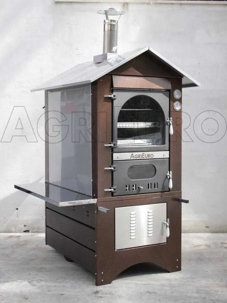AgriEuro Magnus 100 Deluxe EXT - Four à bois en acier d'extérieur - Cuivre émaillé - Inox