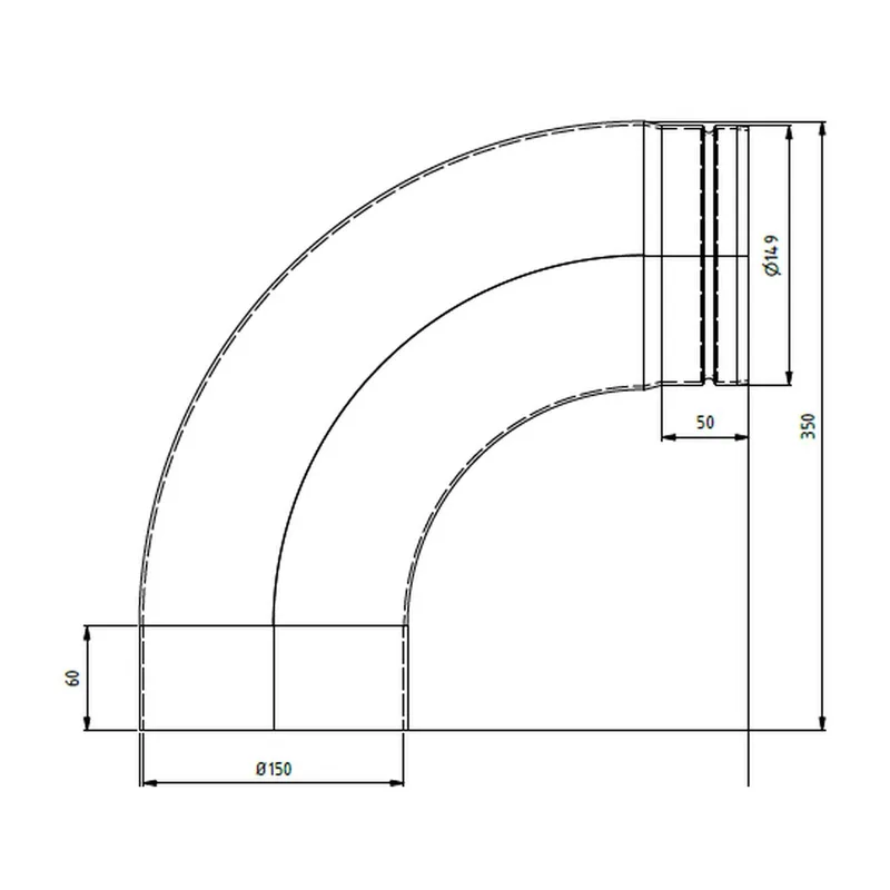 Raik Bogen LS diamètre 150/90° rétreint lisse noir