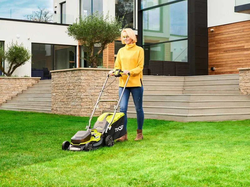 Ryobi Hybrid RY18LMH37A-250 - Tondeuse à gazon à batterie - 2x18V/5Ah - Coupe de 37 cm