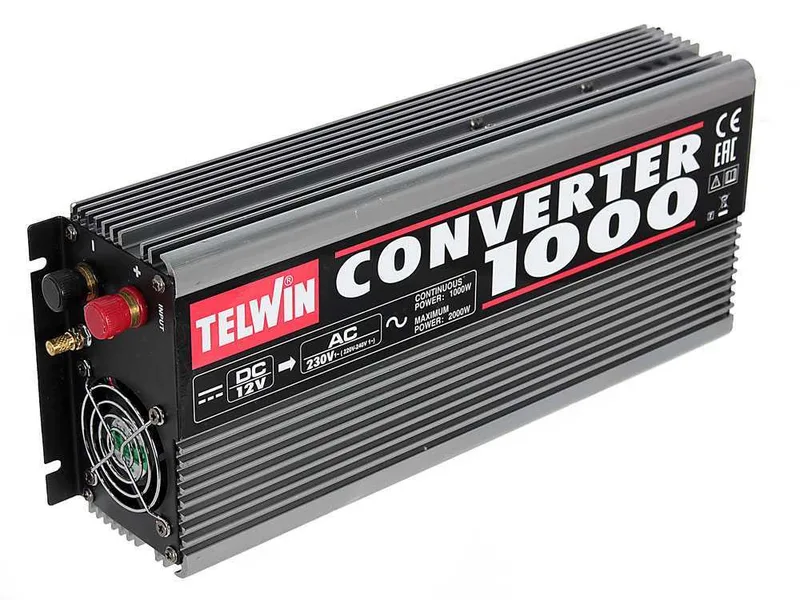 Telwin Converter 1000 - Convertisseur de courant à onduleur de 12V CC à 230V CA - puissance 1000W