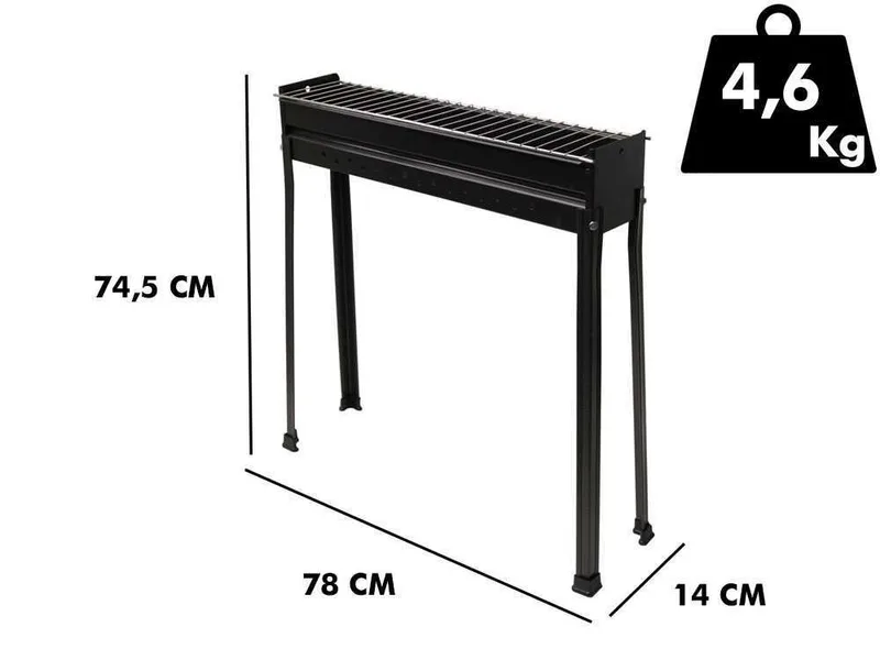 Mille BBQ-80 Classic - Grille pour brochettes à charbon - 80x15 cm