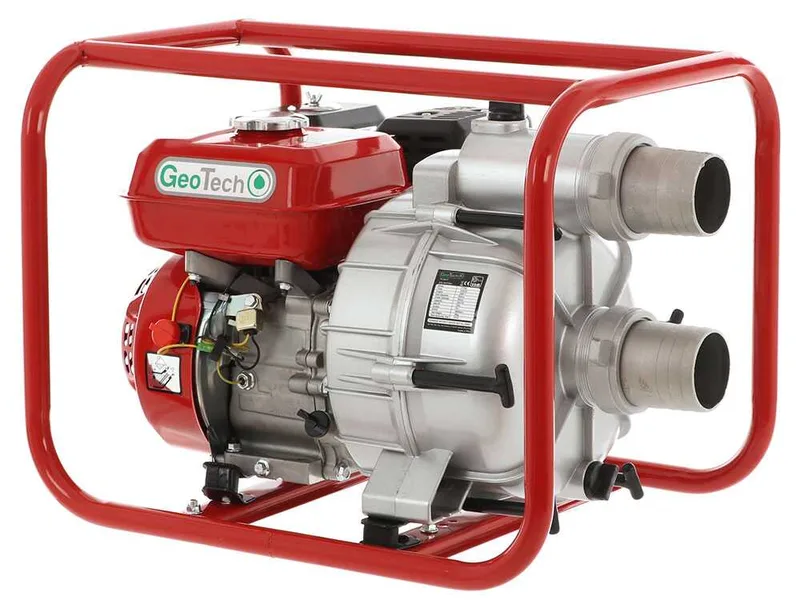Motopompe thermique GeoTech LTP80 pour eaux chargées avec raccords de 80 mm