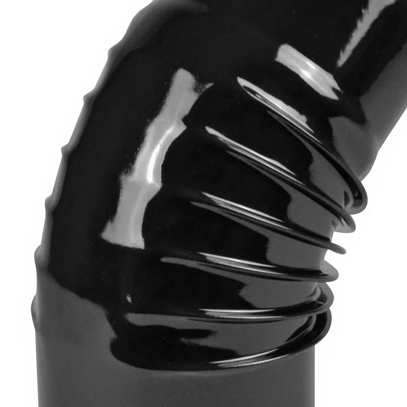Coude de conduit de fumée / Coude de tuyau de poêle émaillé 150 mm - Coude à 45° nervuré noir