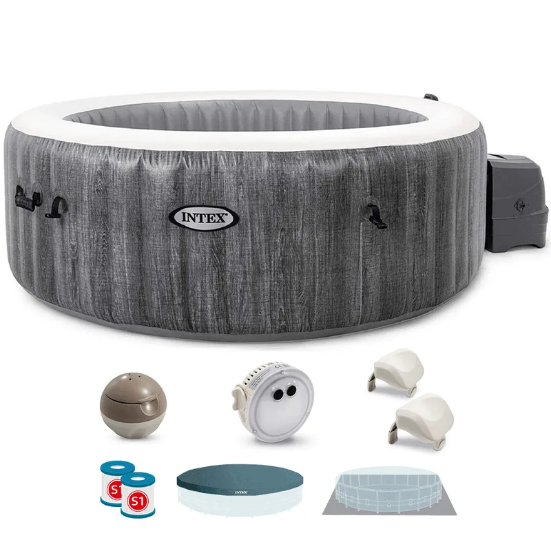 Intex Ronde Greywood Deluxe 28440EX - Ø196x71 cm - Spa gonflable à hydromassage