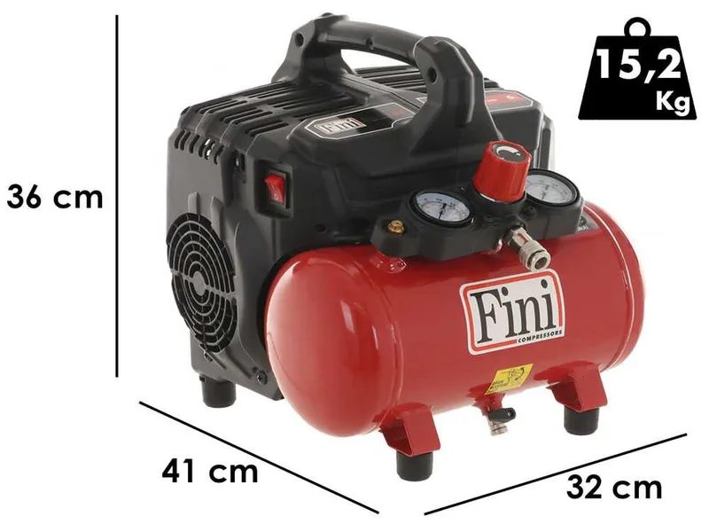 Fini Siltek S/6 - Compresseur électrique compact portatif - Moteur 1 CV - 8 bars