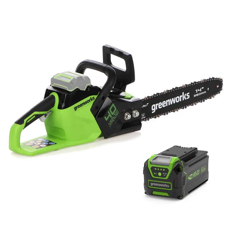 Greenworks GD40CS15K4 - Tronçonneuse à batterie 40 V 4 Ah - Guide de 35 cm