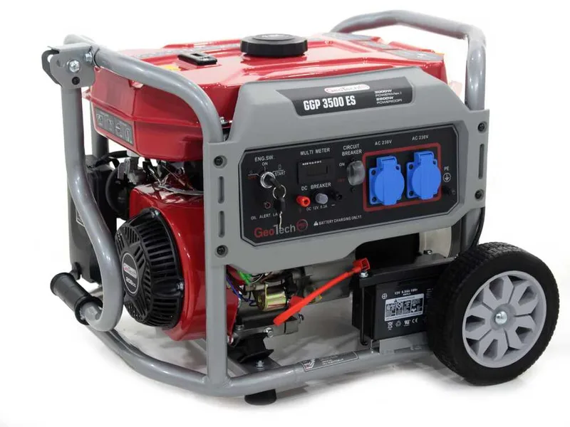 GeoTech Pro GGP 3500 ES - Groupe électrogène sur chariot avec AVR 3 kW - Continue 2.8 kw Monophasé