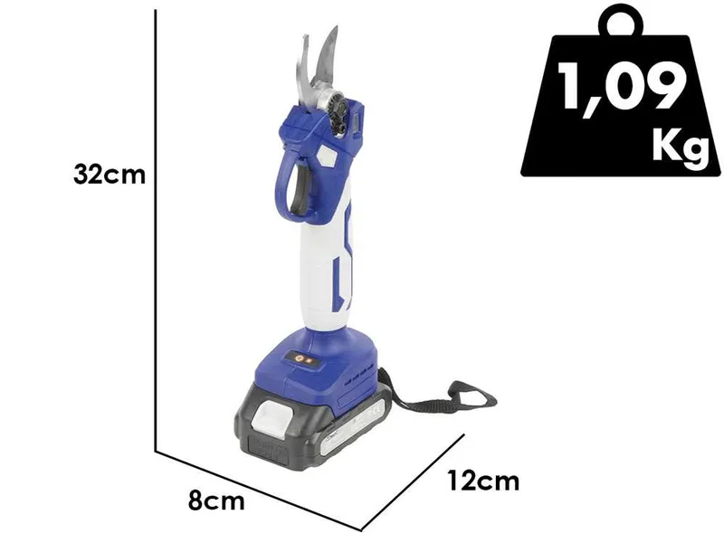 BullMach DIVIANE 25 - Sécateur électrique à batterie - 2x21V 2Ah - Diamètre de coupe 25 mm