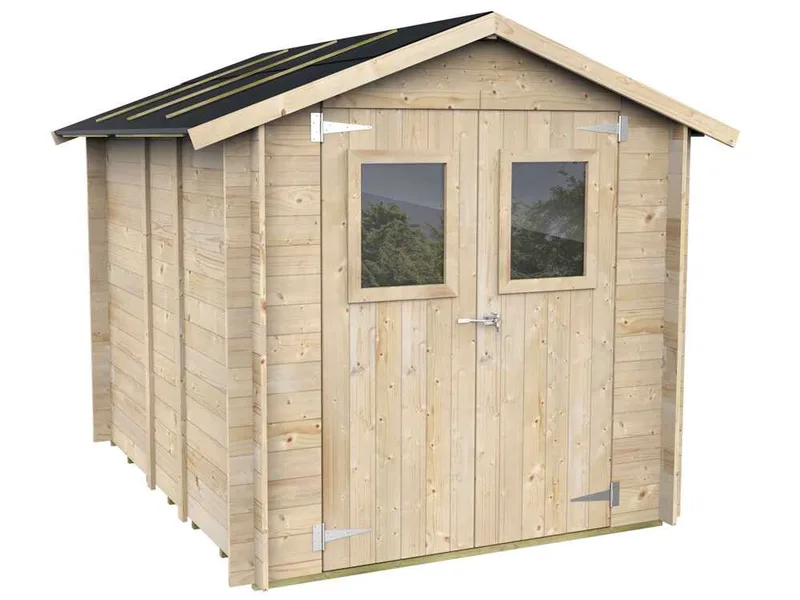 Alce Hobby 198x248 - Abri de jardin en bois - Avec fenêtres et porte à double battant - 198x248x215 cm