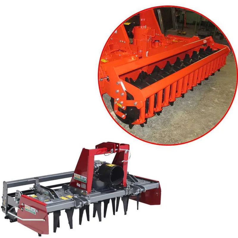 Herse rotative RM225 - largeur de travail 225 cm -20 lames Série lourde - Rouleau PACKER