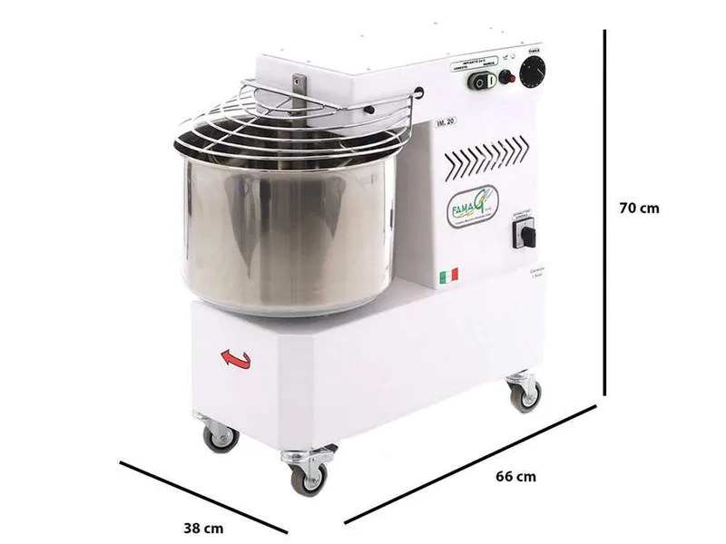 Pétrin à spirale Famag IM20 New à 10 vitesses - Moteur électrique monophasé - 18 KG