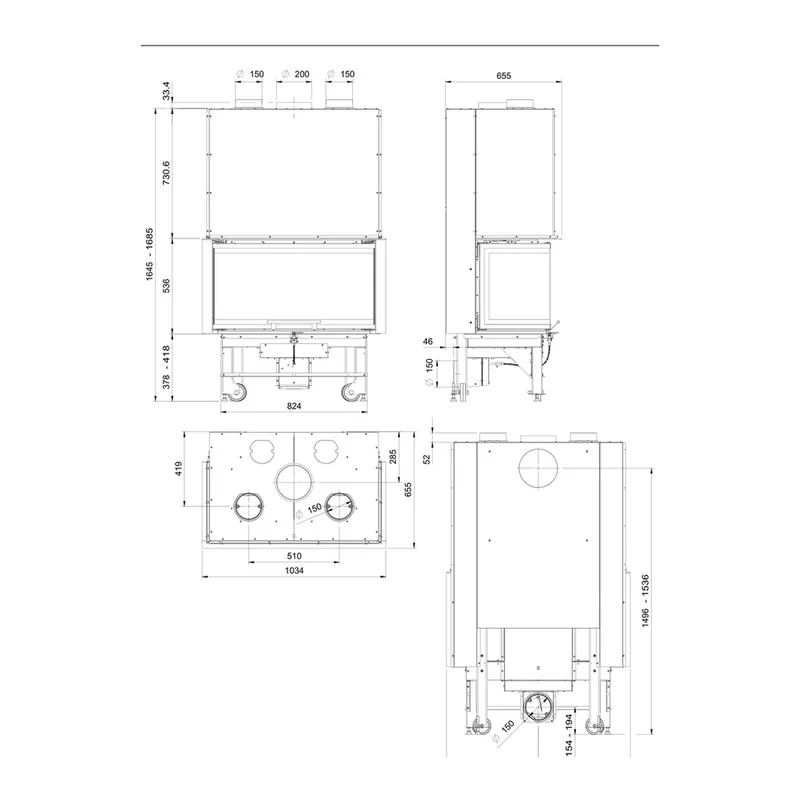 La Nordica MONOBLOCCO 3LC.165 insert de cheminée à bois