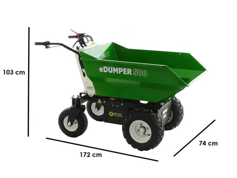GREENBAY eDumper 500 - Brouette électrique à batterie - 48V 32Ah