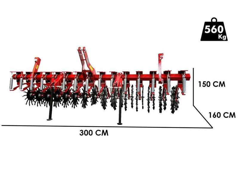Ceccato Houe rotative 15E - 15 éléments sur ressort + roue étoilée