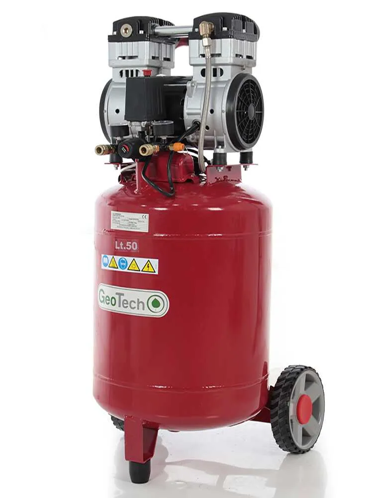 GeoTech S-AC50V-10-15C - Compresseur électrique oilless - Moteur 1.5 CV - 50 L Vertical silencieux