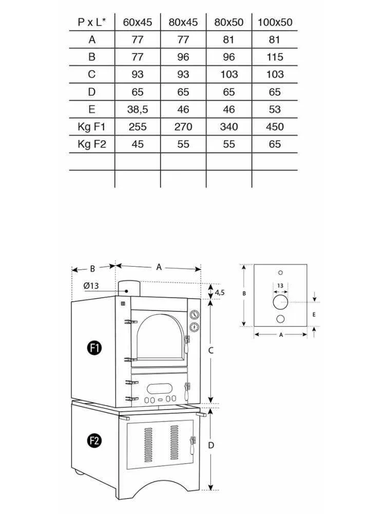 AgriEuro Medius 60 Inc - Four en acier à bois encastrable - Ventilé