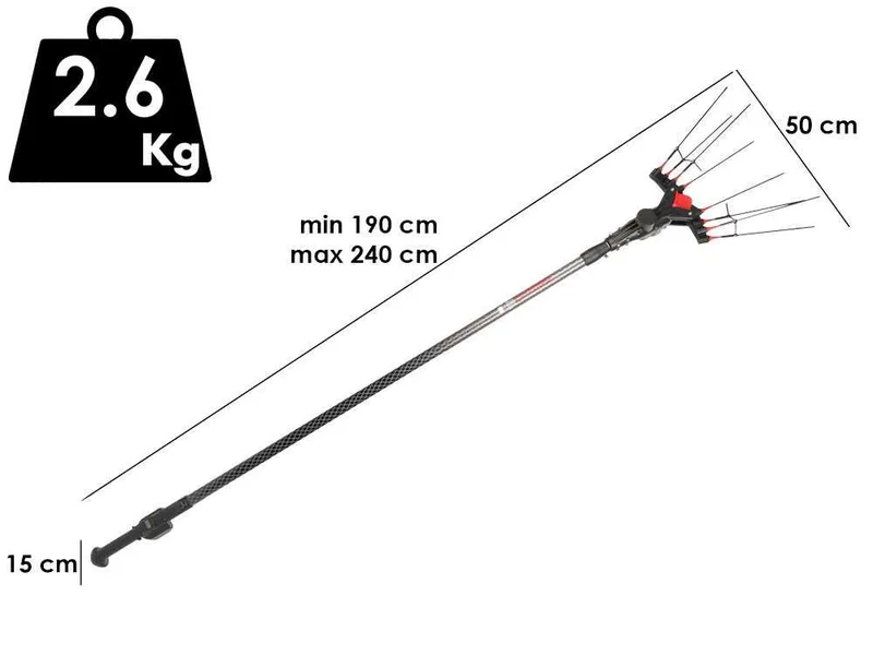 Castellari Vertigo Carbon C 18V - Peigne vibreur à batterie au lithium 18 V 7.8 Ah - Perche télescopique 190 à 240 cm