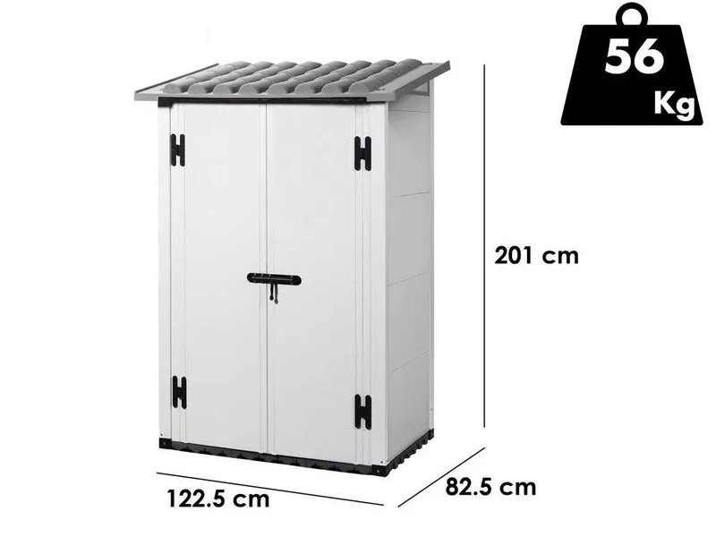 Garofalo Urban 100 - Abri de jardin - Avec porte à double battant - 122,5 x 82,5 x 201 cm