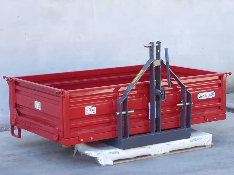 Benne 3 points pour tracteur GeoTech TRP 200 - Basculante - 3 ridelles ouvrables