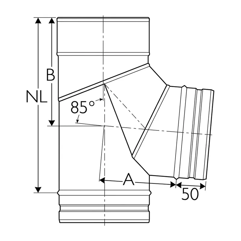 Schiedel Coude PPL 85° pour PPL Ø 200 mm avec pied support