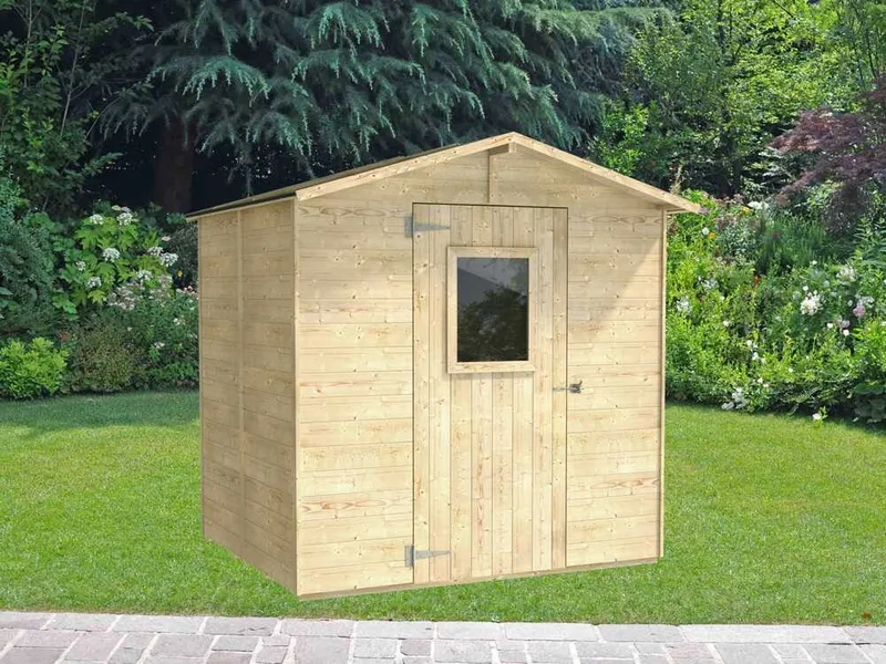 Alce Vaniglia 200x207 - Abri de jardin en bois - Avec fenêtre à l'avant - 200x207x214 cm