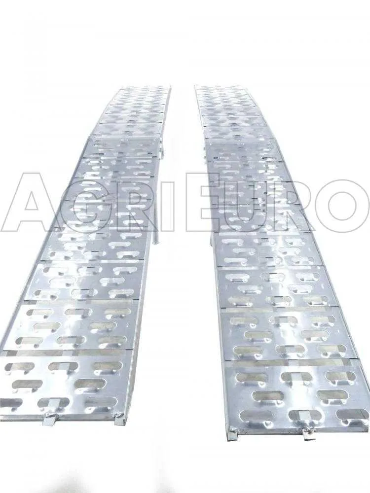 GeoTech ATV-001 - Paire de rampes de chargement pliables en aluminium de 2,26 m - Capacité de charge 650 kg - Avec pieds de renfort - Pour tracteurs tondeuses, quads, etc.