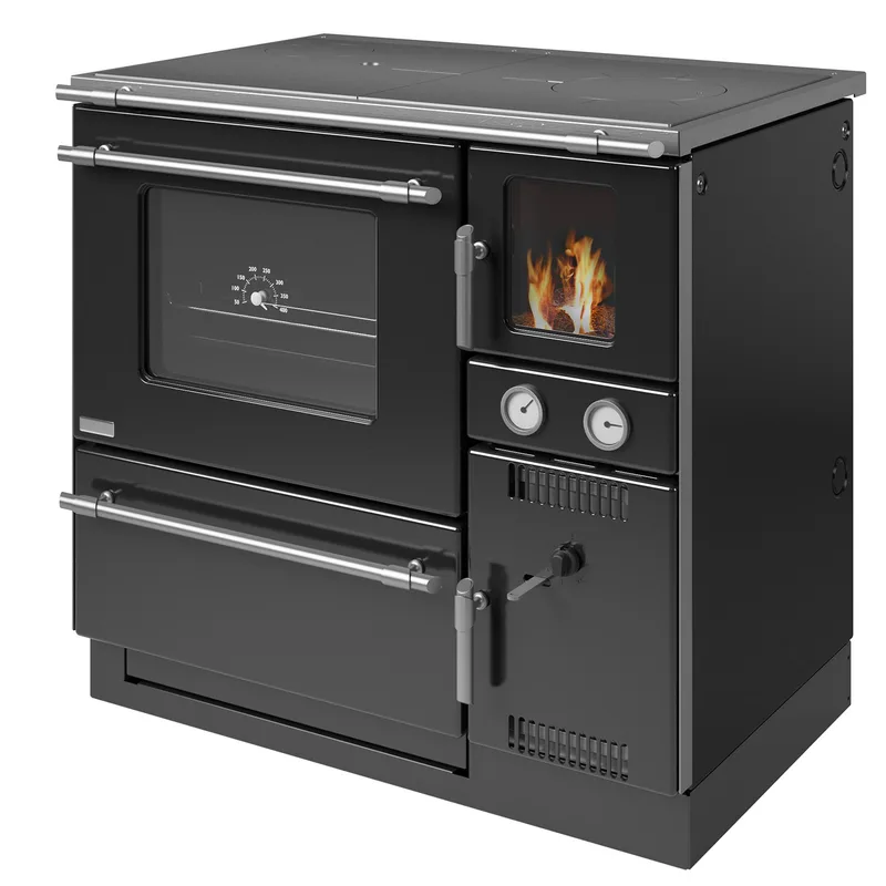 Wamsler K 148 Poêle de cuisine à eau Noir/Mat, Tuyau de fumée à gauche